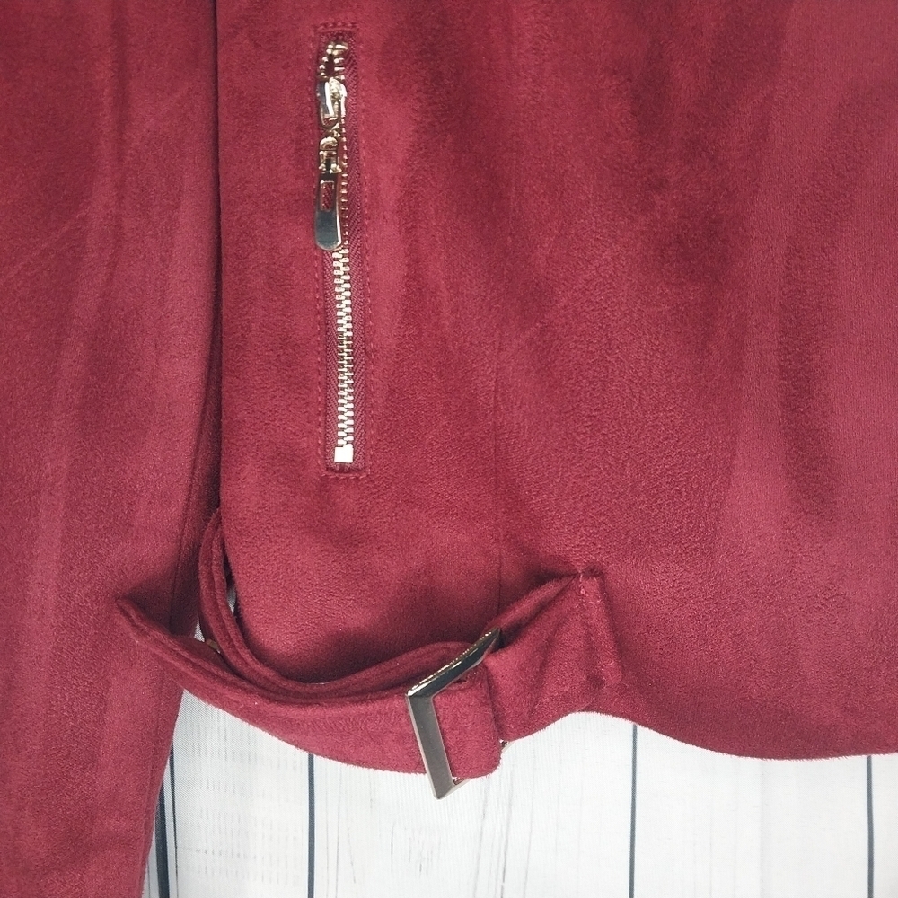 Romeo & Juliet Couture Faux Suede Moto Biker Cropped Edgy Goth Jacket - Picture 2 of 14